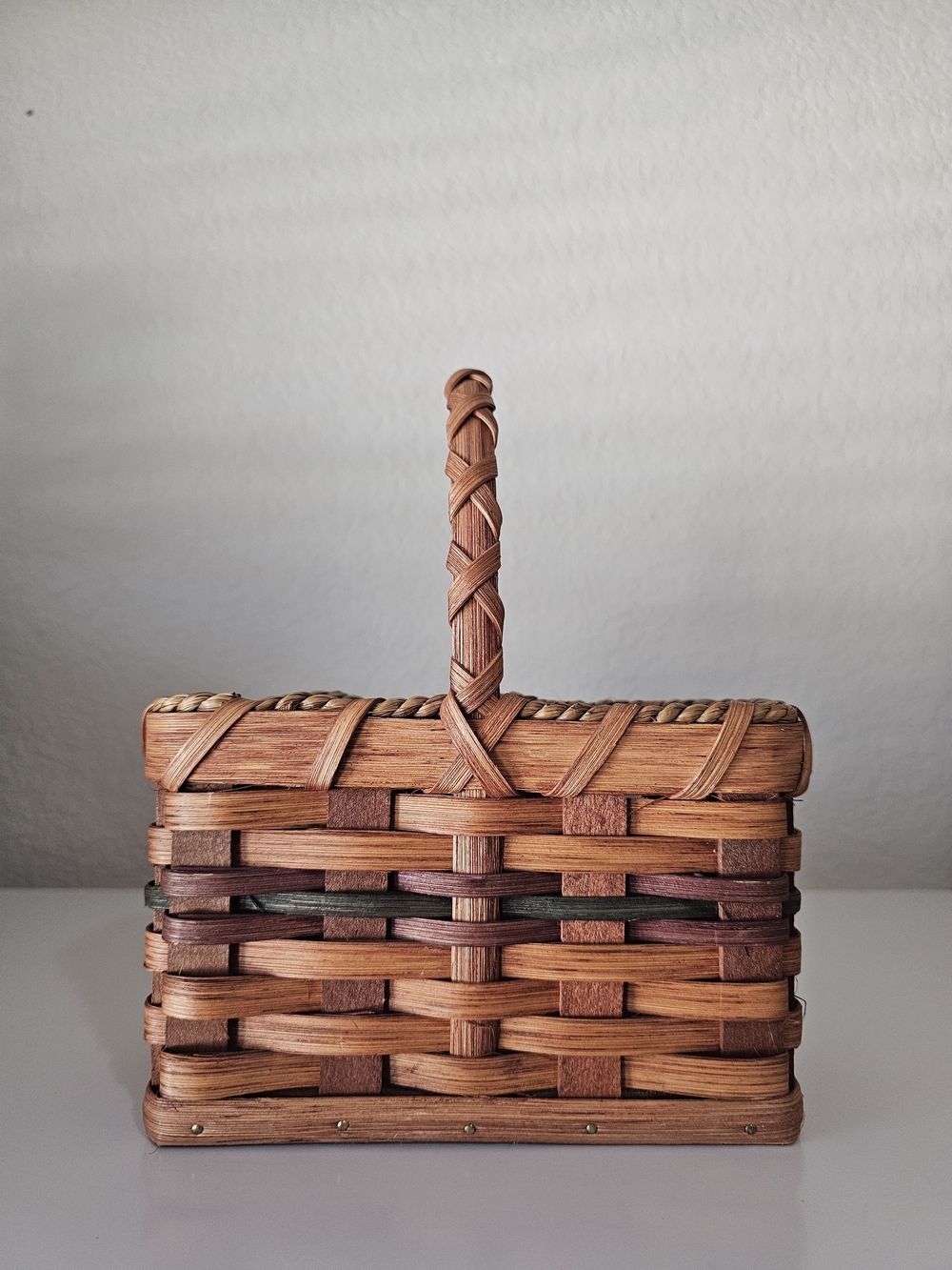 Amish Hand Woven Wooden Silverware Basket Caddy Organizer